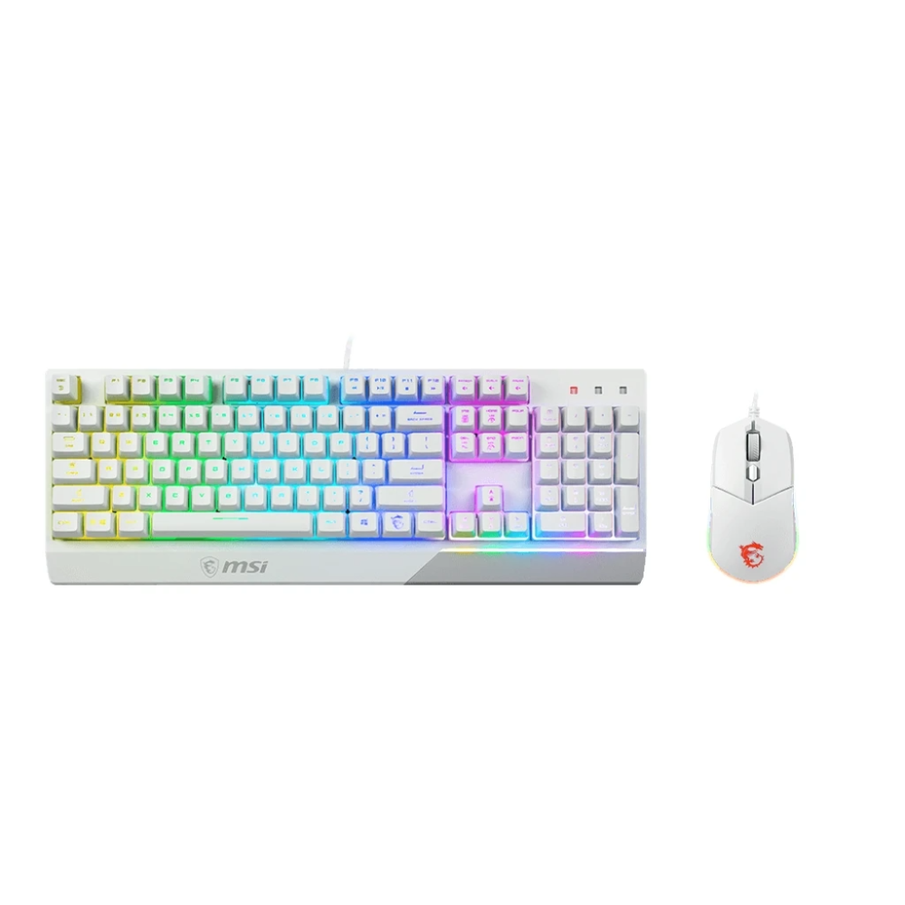 MSI VIGOR GK30 gaming keyboard and mouse in white