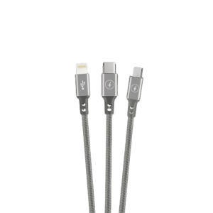 Silver Line Micro USB & Type-C & Lightning charge cable Connectors 3in1